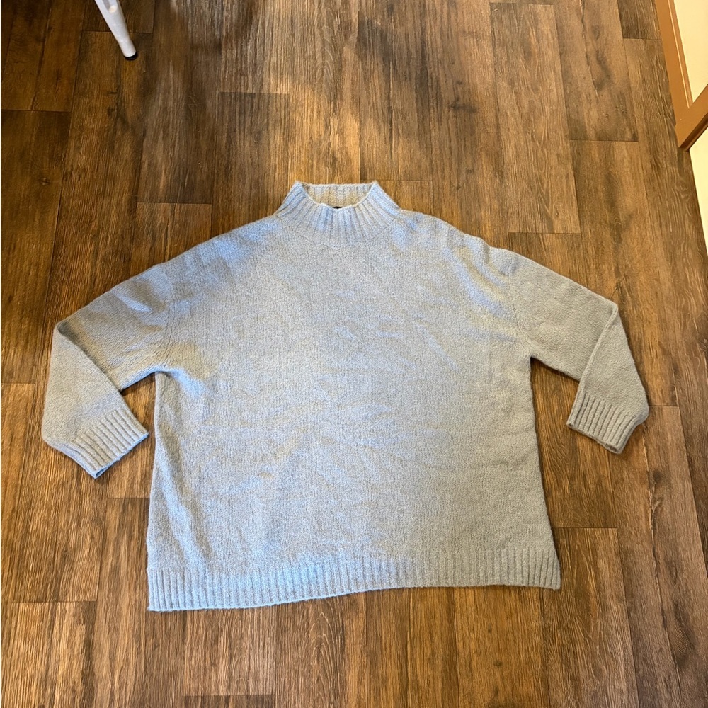 Jenni Kayne Women's Alpaca Wool Blend Mock Neck Blue Sweater Size 2XL - Picture 2 of 6